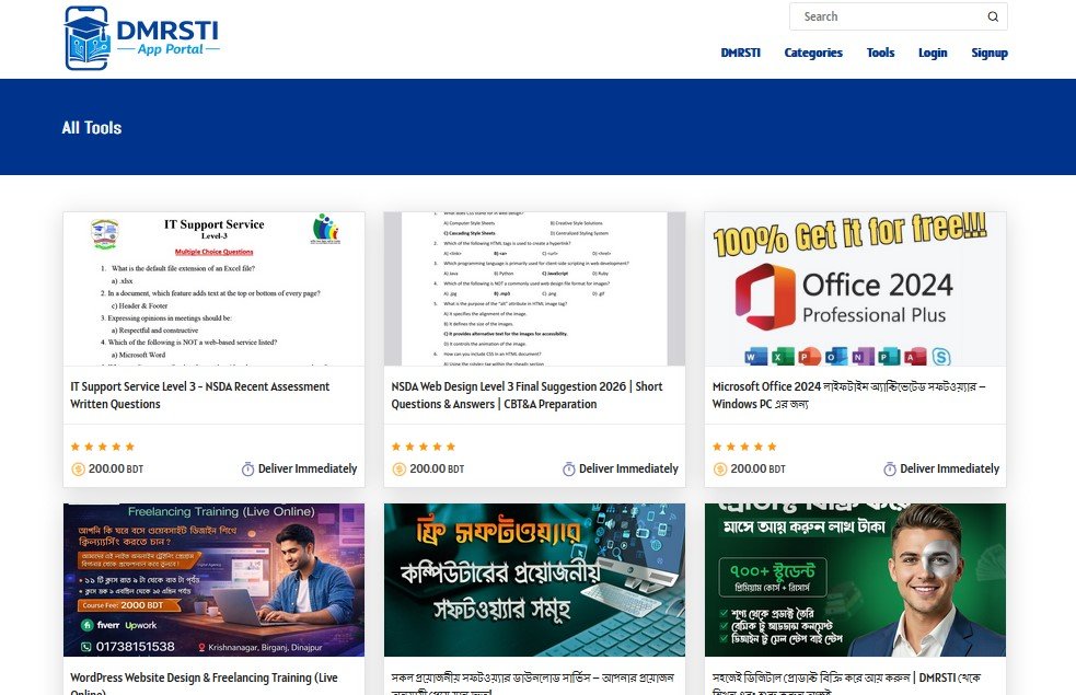 Digital Service Selling PHP script by DMRSTI - এই ওয়েবসাইট টির স্ক্রিপ্টটি কিনতে পারেন